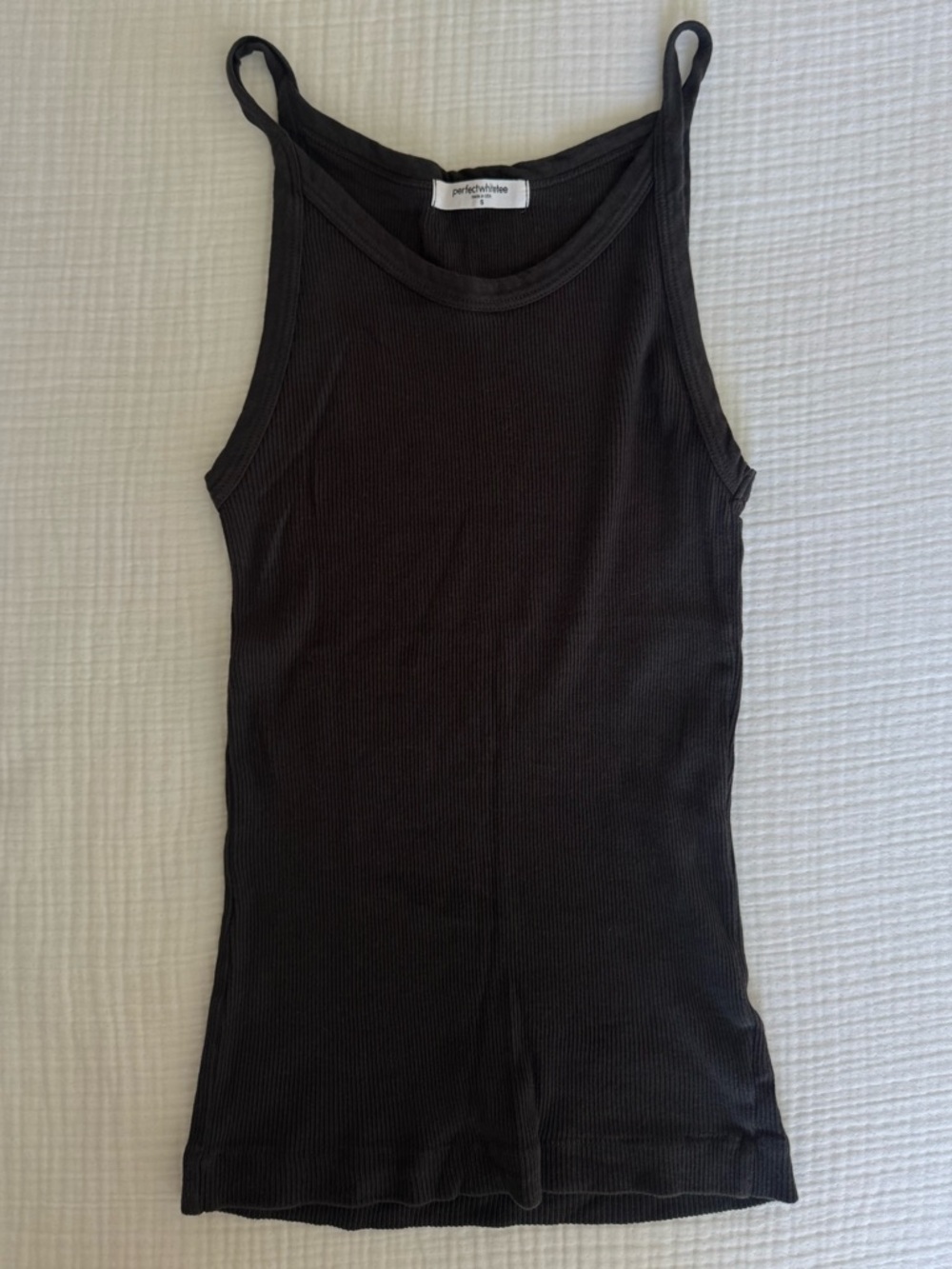perfectwhitetee Grey Ribbed Tank Top